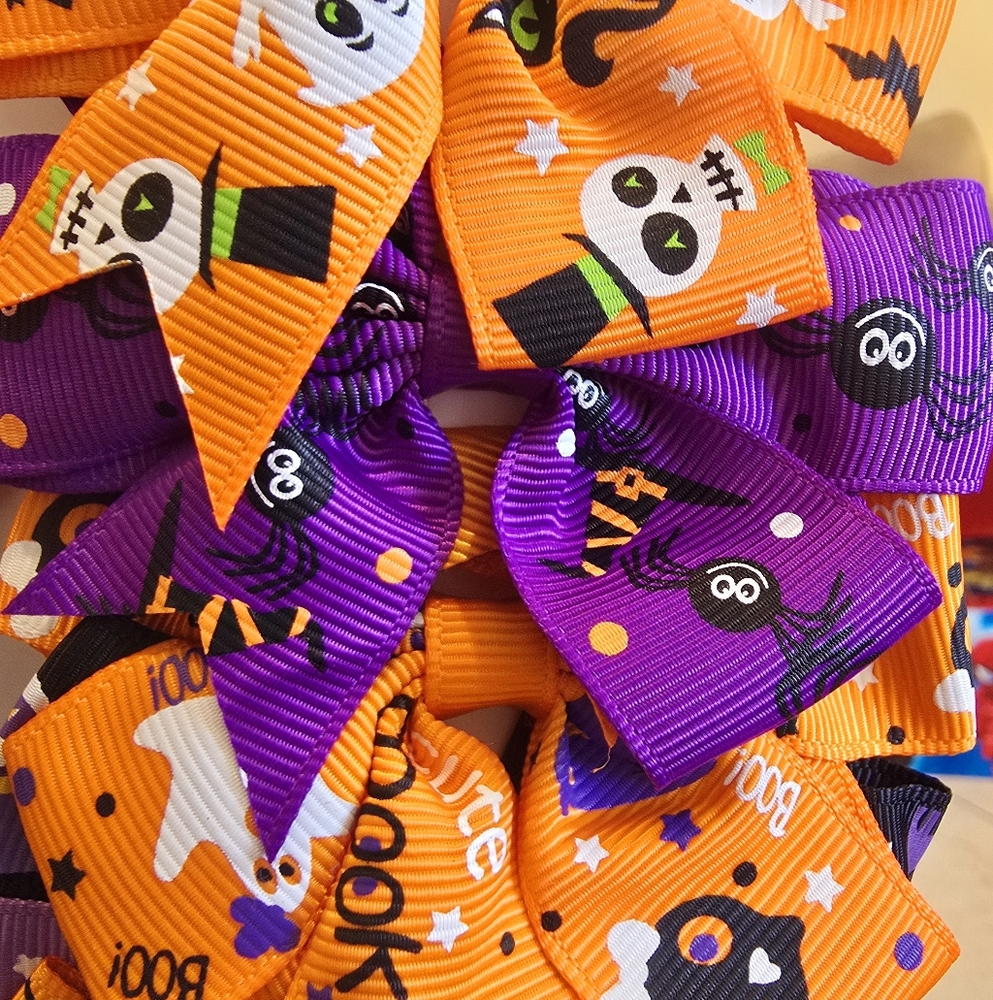 6 Girls/Toddler Halloween Hair Bows All Different Designs